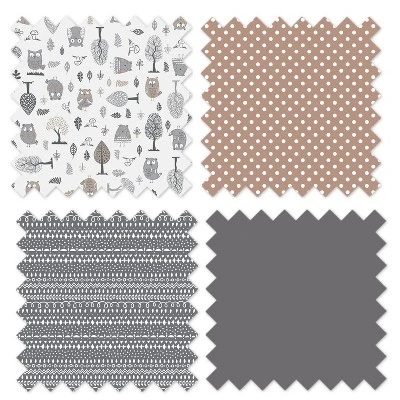 Bacati - Owls Gray/Beige Neutral Cotton Storage Box Small 5 Bacati - Owls Gray/Beige Neutral Cotton Storage Box Small - Image 5