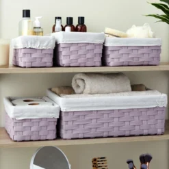 Juvale 5 Piece Set Woven Nesting Storage Baskets, Decorative Wicker Bins For Organizing, Lavender, 3 Sizes -IRIS Storage Deals Store GUEST 14ff22e0 bd76 4ca7 b9bf 285f817b852b