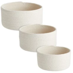 Farmlyn Creek 3-Pack Round Cotton Woven Baskets For Storage, White Home Organizers (3 Sizes) -IRIS Storage Deals Store GUEST 15caf2d8 a3c0 4f84 a8ea de43806a0d45