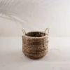 Wrapped Rim Basket Banana Leaf, Corn Husk & Metal - Foreside Home & Garden