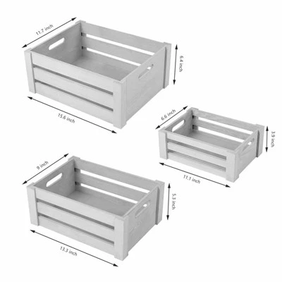 NEX 3pk Wooden Tray Set With Handle And Storage Crates Dark Gray 6 NEX 3pk Wooden Tray Set With Handle And Storage Crates Dark Gray - Image 6