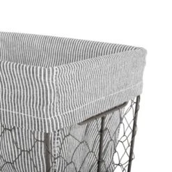 Design Imports Set Of 3 S Rustic Bronze Chicken Wire Ticking Stripe Liner Baskets Black/White -IRIS Storage Deals Store GUEST 17263a92 8388 4034 9aae 9438208baf08