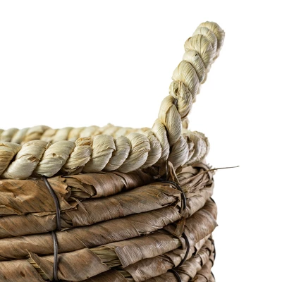 Wrapped Rim Basket Banana Leaf, Corn Husk & Metal - Foreside Home & Garden 3 Wrapped Rim Basket Banana Leaf, Corn Husk & Metal - Foreside Home & Garden - Image 3