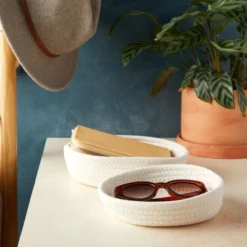 Juvale 3-Piece Small Round Cotton Rope Woven Storage Basket Set, Nesting Bins For Organizing Toys On Shelves, Counters, Home Decor, White, 3 Sizes -IRIS Storage Deals Store GUEST 179a9ecd 8276 4e0f 8327 3951894ebb9c