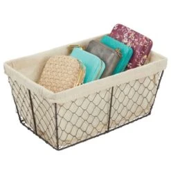 MDesign Medium Chicken Wire Storage Basket, Fabric Liner, 8 Pack, Bronze/Natural 12 MDesign Medium Chicken Wire Storage Basket, Fabric Liner, 8 Pack, Bronze/Natural -IRIS Storage Deals Store GUEST 17b66233 fe70 45cf 804d 709bd77ef0ec 1