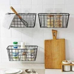 NEX 2pk Hanging Metal No Drilling Wall Mounted Storage Baskets Black -IRIS Storage Deals Store GUEST 181dc30a 8bb5 4698 82f4 07127d34a09b
