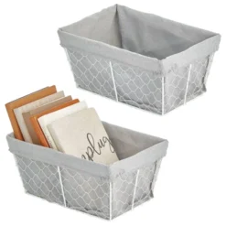 MDesign Medium Chicken Wire Basket With Fabric Liner -IRIS Storage Deals Store GUEST 187db2c9 de80 4194 9f85 9219d596f6ce