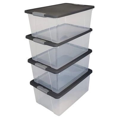 Homz 15-Quart Clear Plastic Stackable Storage Container Organizer Bin With Gray Snaplock Latching Lid For Home And Office Organization (8 Pack) 1 Homz 15-Quart Clear Plastic Stackable Storage Container Organizer Bin With Gray Snaplock Latching Lid For Home And Office Organization (8 Pack)