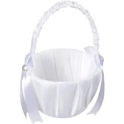 Juvale White Flower Girl Basket For Wedding Reception Rose Petals, Cute Satin Bowknot With Pearl Design (8.7 X 5.2 X 4.2 In) 8 Juvale White Flower Girl Basket For Wedding Reception Rose Petals, Cute Satin Bowknot With Pearl Design (8.7 X 5.2 X 4.2 In) -IRIS Storage Deals Store GUEST 18f7924e 03c1 48be 9a6d 73e65d18b4ed