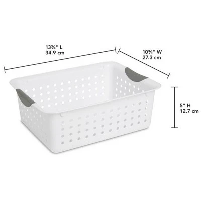 Sterilite Ultra Ventilated Open Top Plastic Storage Organizer Basket With Gray Contoured Carrying Handles 2 Sterilite Ultra Ventilated Open Top Plastic Storage Organizer Basket With Gray Contoured Carrying Handles - Image 2