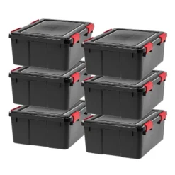 IRIS USA WeatherPro™ Bin Tote Organizing Container, Black/Red -IRIS Storage Deals Store GUEST 1b3bc3a7 f162 4158 bed9 0a88f296cd57