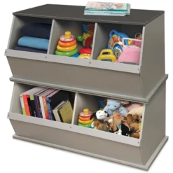 Two Bin Stackable Storage Cubby - Woodgrain/Gray -IRIS Storage Deals Store GUEST 1b9c3a5b c23a 4f9f b241 627e8ff0e838