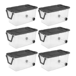 Sterilite 160 Quart Latching Stackable Bedroom Closet Playroom Wheeled Storage Box Container Bin With Gray Lid And Clear Sides -IRIS Storage Deals Store GUEST 1be8bbaf 22be 4058 8aa3 e0a46c2b5a74