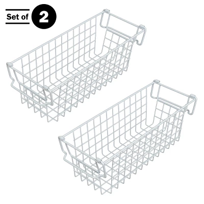 Set Of 2 Storage Bins - Basket Set For Toy, Kitchen, Bathroom, And Closet Storage - Small Shelf Organizers With Handles By Home-Complete (White) 1 Set Of 2 Storage Bins - Basket Set For Toy, Kitchen, Bathroom, And Closet Storage - Small Shelf Organizers With Handles By Home-Complete (White)