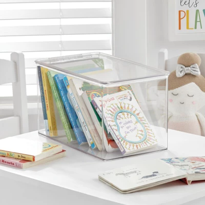 MDesign Plastic Stackable Closet Storage Bin Box With Lid, 4 Pack 2 MDesign Plastic Stackable Closet Storage Bin Box With Lid, 4 Pack - Image 2