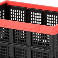 Magna Cart Tote 22" X 16" X 11" Lightweight Collapsible And Stackable Plastic Storage Crate For Home Offices And Garages, Black & Red -IRIS Storage Deals Store GUEST 1cadbd83 7697 4d71 a679 feb113593e54