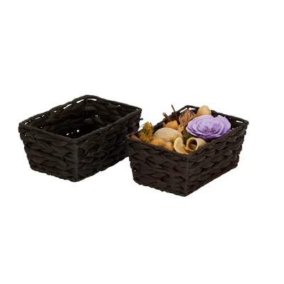 Household Essentials Set Of 4 Hyacinth Stained Baskets Brown 11 Household Essentials Set Of 4 Hyacinth Stained Baskets Brown - Image 11