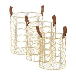 Set Of 3 Large Metal Storage Baskets Gold - Olivia & May -IRIS Storage Deals Store GUEST 1d3d6a0c 52ed 4442 bae4 e49a2c754d2a