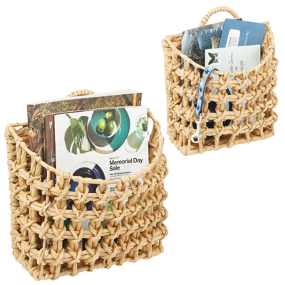 MDesign Hyacinth Home Storage Wall Mount Basket, Set Of 2 6 MDesign Hyacinth Home Storage Wall Mount Basket, Set Of 2 - Image 6