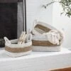 2pk Wood Natural Storage Baskets White - Olivia & May