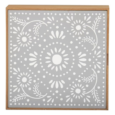 White Botanical 8x8" Lidded Decorative Wood Storage Box - Foreside Home & Garden 1 White Botanical 8x8" Lidded Decorative Wood Storage Box - Foreside Home & Garden