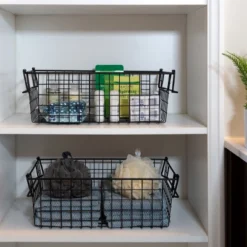 Set Of 2 Storage Bins - Basket Set For Toy, Kitchen, Closet, And Bathroom Storage - Medium Shelf Organizers With Handles By Home-Complete (Black) -IRIS Storage Deals Store GUEST 1f5839eb 75fc 4250 800e 29a30e65292a
