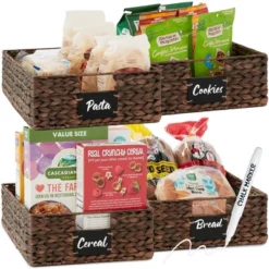 Best Choice Products Set Of 4 16x12in Woven Water Hyacinth Pantry Baskets W/ Chalkboard Label, Chalk Marker -IRIS Storage Deals Store GUEST 1f7be59d 5126 4208 9417 0ca0249a1379