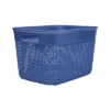 Life Story 16 Quart Lightweight Heavy Duty Woven Trendy Storage Organizer Holder Bin Basket W/ Built In Handles For Household Storage, Blue (12 Pack)