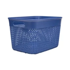 Life Story 16 Quart Lightweight Heavy Duty Woven Trendy Storage Organizer Holder Bin Basket W/ Built In Handles For Household Storage, Blue (12 Pack)