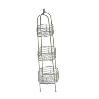 41" 3 Tier Rustic Farmhouse Iron Basket Stand - Olivia & May 3 41" 3 Tier Rustic Farmhouse Iron Basket Stand - Olivia & May - Image 3