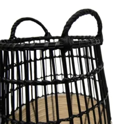 Natural Woven Black Rattan, Rope & Metal Basket - Foreside Home & Garden -IRIS Storage Deals Store GUEST 20b0cb14 8b1a 48b1 88e5 d26c83a1058e