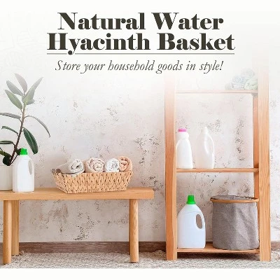 American Atelier Water Hyacinth Wicker Basket With Carry Handles, Rectangular Woven Storage Baskets, Laundry Storage Or Pantry Bin 1 American Atelier Water Hyacinth Wicker Basket With Carry Handles, Rectangular Woven Storage Baskets, Laundry Storage Or Pantry Bin