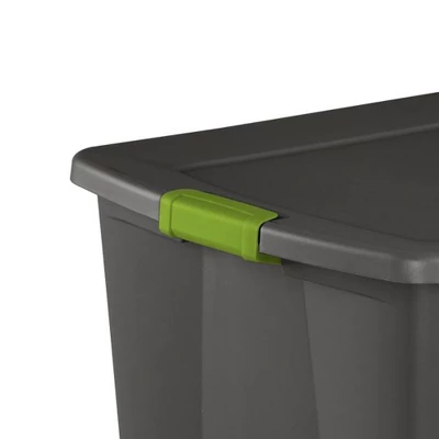 Sterilite 45 Gallon Heavy Duty Plastic Stackable Storage Container Tote With Wheels And Latching Indexed Lid For Home Organization, Gray, 8 Pack 3 Sterilite 45 Gallon Heavy Duty Plastic Stackable Storage Container Tote With Wheels And Latching Indexed Lid For Home Organization, Gray, 8 Pack - Image 3