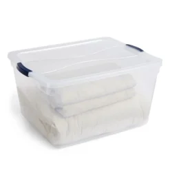 Rubbermaid Cleverstore 71qrt Home/Office Clear Plastic Storage Tote With Latching Lid (4 Pack)