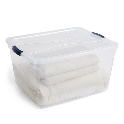 Rubbermaid Cleverstore 71qrt Home/Office Clear Plastic Storage Tote With Latching Lid (4 Pack) 1 Rubbermaid Cleverstore 71qrt Home/Office Clear Plastic Storage Tote With Latching Lid (4 Pack)