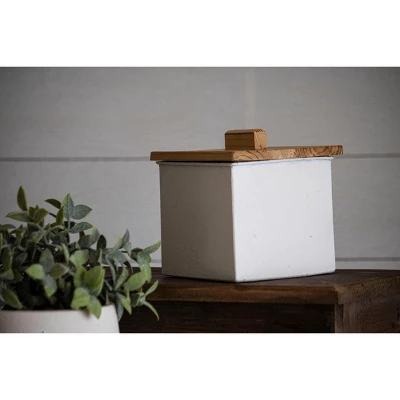 White Enamel Metal Lidded Decorative Storage Canister - Foreside Home & Garden 7 White Enamel Metal Lidded Decorative Storage Canister - Foreside Home & Garden - Image 7