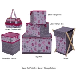 Bacati - Owls Pink/Gray Girls Cotton Storage Box Small -IRIS Storage Deals Store GUEST 21388e72 18b7 4f61 a178 adcee7d8ab69