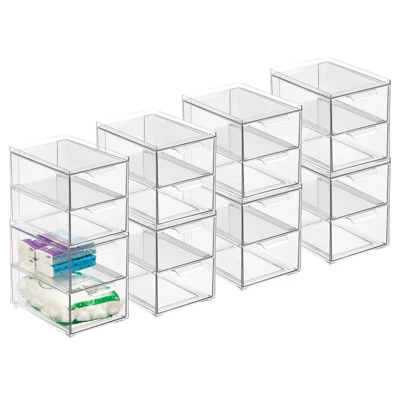 MDesign Plastic Stackable Bathroom Vanity Storage Organizer With Drawer 10 MDesign Plastic Stackable Bathroom Vanity Storage Organizer With Drawer - Image 10