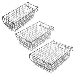 Set Of 3 Storage Bins - Basket Set For Toy, Kitchen, Closet, And Bathroom Storage - Small, Medium, And Large Shelf Organizers By Home-Complete (Black) -IRIS Storage Deals Store GUEST 217d421b 7fdd 406a 8f3e 0415995e9848