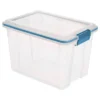 Sterilite 20 Quart Stackable Clear Plastic Storage Tote Container With Clear Gasket Latching Lid For Home And Office Organization, Clear