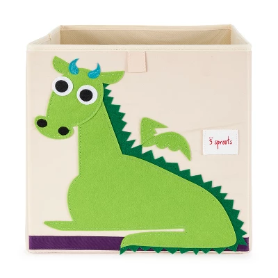 3 Sprouts Kids Childrens 13 Inch Square Felt Green Dragon Foldable Storage Cube Bin With Polka Dot Sheep Fabric Storage Cube Bin 3 3 Sprouts Kids Childrens 13 Inch Square Felt Green Dragon Foldable Storage Cube Bin With Polka Dot Sheep Fabric Storage Cube Bin - Image 3