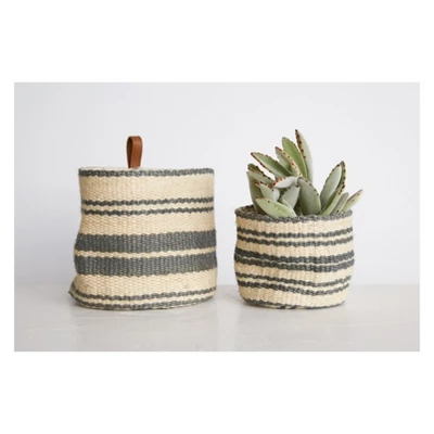 Jute Wall Basket - Set Of 2 - Storied Home 1 Jute Wall Basket - Set Of 2 - Storied Home