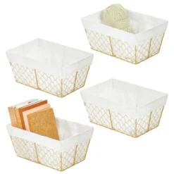MDesign Medium Chicken Wire Storage Basket, Fabric Liner -IRIS Storage Deals Store GUEST 220ce73b af76 45ce bc6a 248854a02f79
