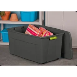 Sterilite Large 45 Gallon Storage Tote Boxes With Wheels And Latching Indexed Lid For Home Organization, Gray And Green, (4 Pack) -IRIS Storage Deals Store GUEST 22994e40 42a5 4d3d 8416 e90e7e4a3655