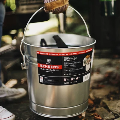 Behrens 6gal Galvanized Steel Locking Lid Storage Can Silver 3 Behrens 6gal Galvanized Steel Locking Lid Storage Can Silver - Image 3