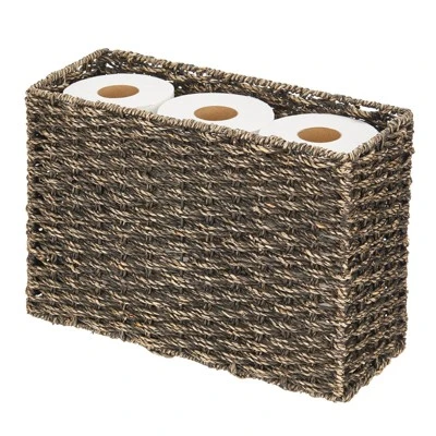 MDesign Large Rustic Woven Seagrass Toilet Tank Bathroom Storage Basket 6 MDesign Large Rustic Woven Seagrass Toilet Tank Bathroom Storage Basket - Image 6