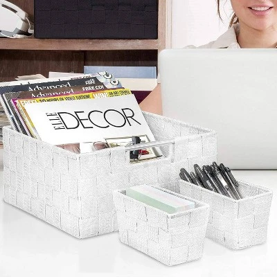 Sorbus 9pc Weave Basket Set White 3 Sorbus 9pc Weave Basket Set White - Image 3