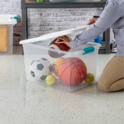 Sterilite 64 Quart Clear Plastic Stackable Storage Container Bin Box Tote With White Latching Lid Organizing Solution For Home & Classroom -IRIS Storage Deals Store GUEST 23f28660 43a0 497b 8a8a bf41c7433ff6