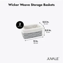 Juvale 5-Piece Grey Woven Nesting Baskets With Cloth Lining For Storage, Small Decorative Lined Rectangular Wicker Bins Set For Organizing (3 Sizes) -IRIS Storage Deals Store GUEST 2414dbcf b126 4058 9126 437f48a95a81