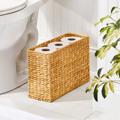 MDesign Hyacinth Rice Weave Toilet Tank Bathroom Storage Basket Bin 1 MDesign Hyacinth Rice Weave Toilet Tank Bathroom Storage Basket Bin